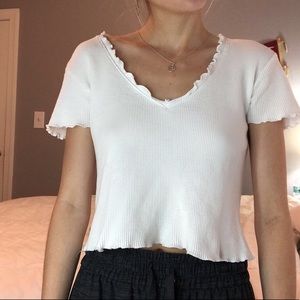 Brandy Melville white short sleeve waffle shirt